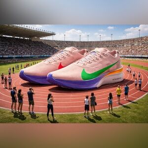 Nike Men’s Vaporfly 4 “Eliud Kipchoge” Pink Running Shoes with Green Swoosh